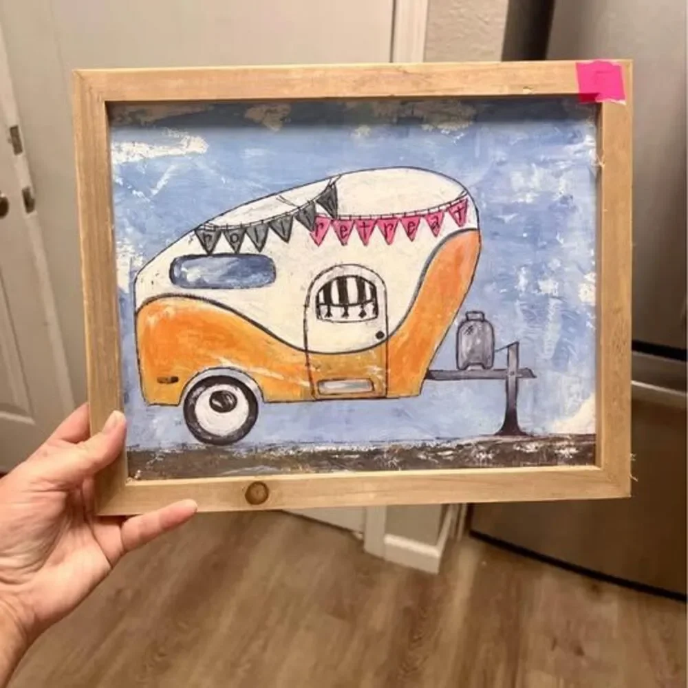 Camper Home Wall Decor Wood Frame